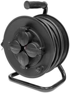 BRÜDER MANNESMANN Outdoor-Kabeltrommel, IP44, schwarz