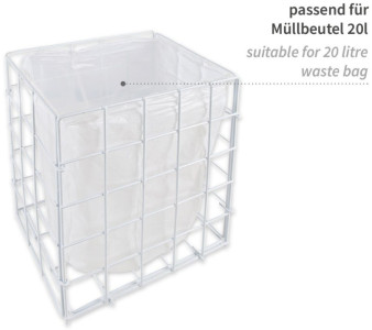 HYGOCLEAN Corbeille à déchets, maille en métal, 20 L, blanc