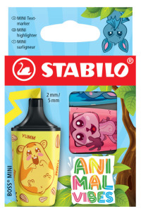 STABILO Surligneur BOSS MINI Animal Vibes, étui carton de 3