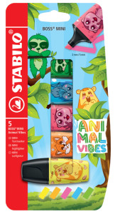 STABILO Surligneur BOSS MINI Animal Vibes, étui carton de 5