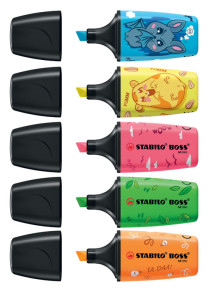 STABILO Surligneur BOSS MINI Animal Vibes, étui carton de 5