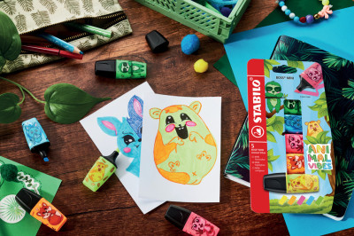 STABILO Surligneur BOSS MINI Animal Vibes, présentoir de 50