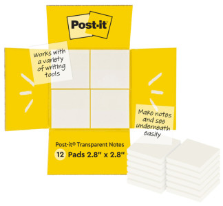 Post-it Bloc-notes Transparent Notes, 73 x 73 mm, incolore