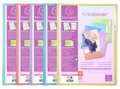 EXACOMPTA Protège-documents, A4, PP, 40 pochettes, assorti
