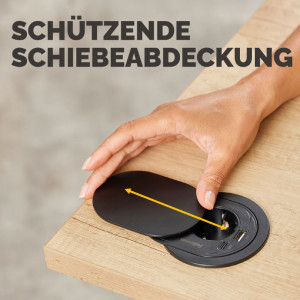 Fellowes Tisch-Einbausteckdose Power Spot, Typ F, schwarz