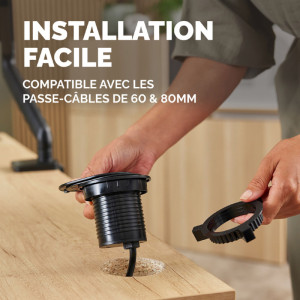 Fellowes Prise encastrée pour table Power Spot, type E, noir