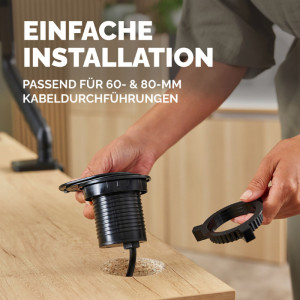 Fellowes Tisch-Einbausteckdose Power Spot, Typ F, weiß