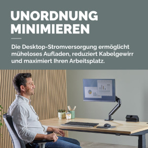 Fellowes Tisch-Steckdosenleiste Power Desk, Typ F, schwarz