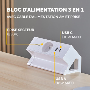 Fellowes Multiprise de table Power Desk, type E, noir