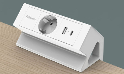 Fellowes Tisch-Steckdosenleiste Power Desk, Typ F, weiß