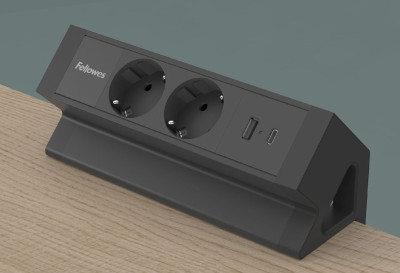 Fellowes Tisch-Steckdosenleiste Power Desk 2, Typ F, weiß
