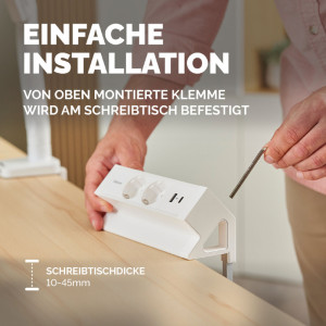 Fellowes Tisch-Steckdosenleiste Power Desk 2, Typ F, weiß