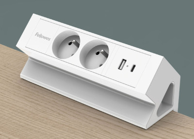 Fellowes Multiprise de table Power Desk 2, type E, blanc