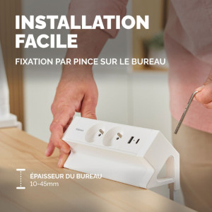 Fellowes Multiprise de table Power Desk 2, type E, blanc