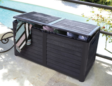 EDA Coffre de jardin BAYA, 420 L, aspect bois, marron
