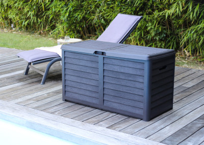 EDA Coffre de jardin BAYA, 420 L, aspect bois, marron