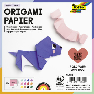 folia Feuille de papier origami Duo Uni, 80 g/m2, 190x190 mm