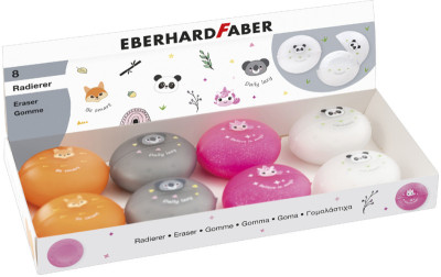 EBERHARD FABER Gomme en plastique Animal, présentoir de  8