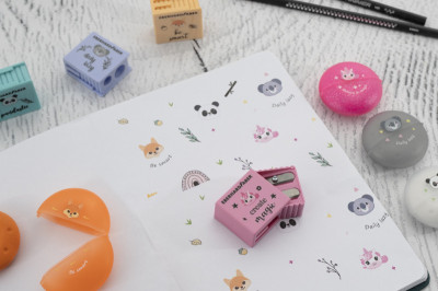 EBERHARD FABER Gomme en plastique Animal, présentoir de  8