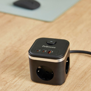 Fellowes Steckdosenwürfel Power Cube, Typ F, weiß