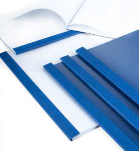 pavo Chemise à reliure thermique aspect cuir, A4, 4 mm, bleu