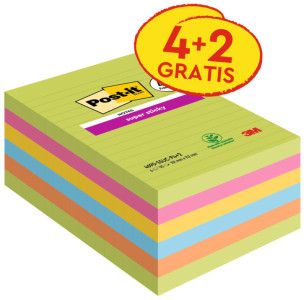 Post-it Bloc-notes super sticky notes, 101 x 152 mm, ligné