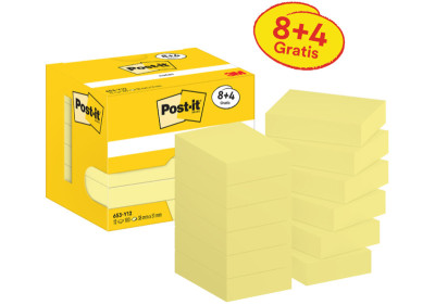 Post-it Bloc-notes adhésif, 51 x 38 mm, jaune, 16+4 gratuits