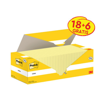 Post-it Bloc-notes adhésif, 127x76 mm, jaune, 16+4 gratuits