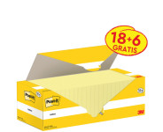 Post-it Bloc-notes adhésif, 127x76 mm, jaune, 18+6 gratuits