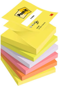 Post-it Bloc-notes adhésif z-notes, 76x76 mm, couleurs fluo