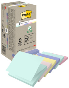 Post-it Bloc-notes Recycling z-notes, 76 x 76 mm, coloré