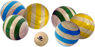 SCHILDKRÖT Holz Boccia-Set, 6 Kugeln + Zielkugel