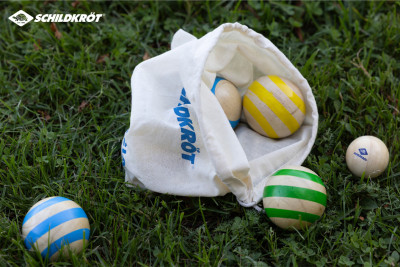 SCHILDKRÖT Holz Boccia-Set, 6 Kugeln + Zielkugel