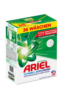 ARIEL Lessive en poudre Universal+, 1,8 kg - 36 lavages
