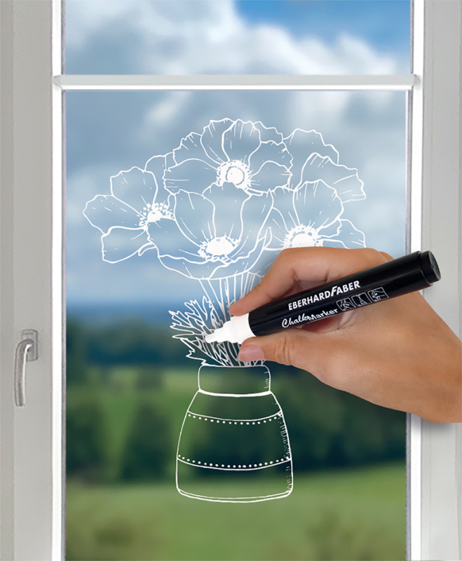 EBERHARD FABER Marqueur craie 1-2 mm, blister de 1, blanc