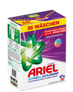 ARIEL Lessive en poudre Color+, 1,8 kg - 36 lavages