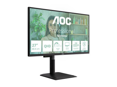AOC : 27IN IPS QHD 350CD/ 2HDMI/DP/3USB/USB-B/USB-C/HP/HAS