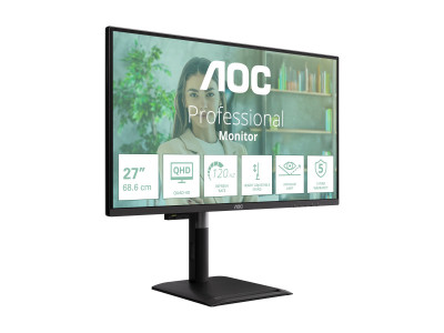 AOC : 27IN IPS QHD 350CD/ 2HDMI/DP/3USB/USB-B/USB-C/HP/HAS