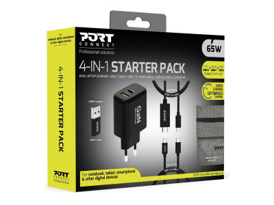 Port Design : 4-IN-1 STARTER pack 65W GAN CHARGER