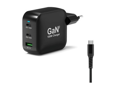Port Design : WALL CHARGER TYPE C PD 100W GAN + CTOC cable 2 M - EU
