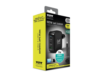 Port Design : WALL CHARGER TYPE C PD 100W GAN + CTOC cable 2 M - EU