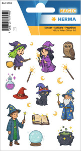 HERMA Stickers MAGIC Sorcières & magiciens, film pailleté
