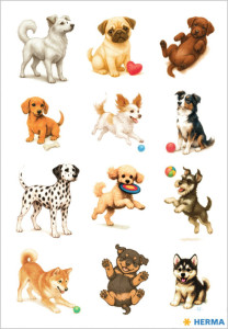 HERMA Stickers DECOR Chiens joueurs, papier