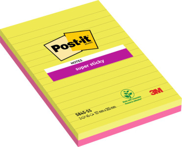 Post-it Bloc-notes super sticky notes, 101 x 152 mm, ligné