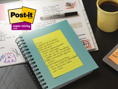 Post-it Bloc-notes super sticky notes, 101 x 152 mm, ligné