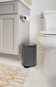 Rubbermaid Poubelle à pédale, ronde, 6 litres, gris foncé