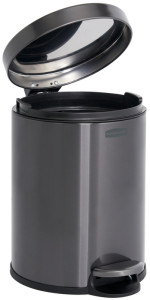 Rubbermaid Poubelle à pédale, ronde, 6 litres, gris foncé