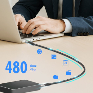 LogiLink USB 2.0 Kabel mit LED, USB-C - USB-C Stecker, 0,5 m