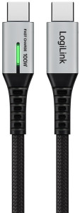 LogiLink USB 3.2 Kabel mit LED, USB-C - USB-C Stecker, 1,5 m