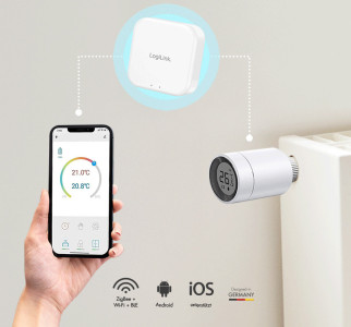 LogiLink Wi-Fi Smart Zigbee Thermostat-Heizkörperventil,weiß